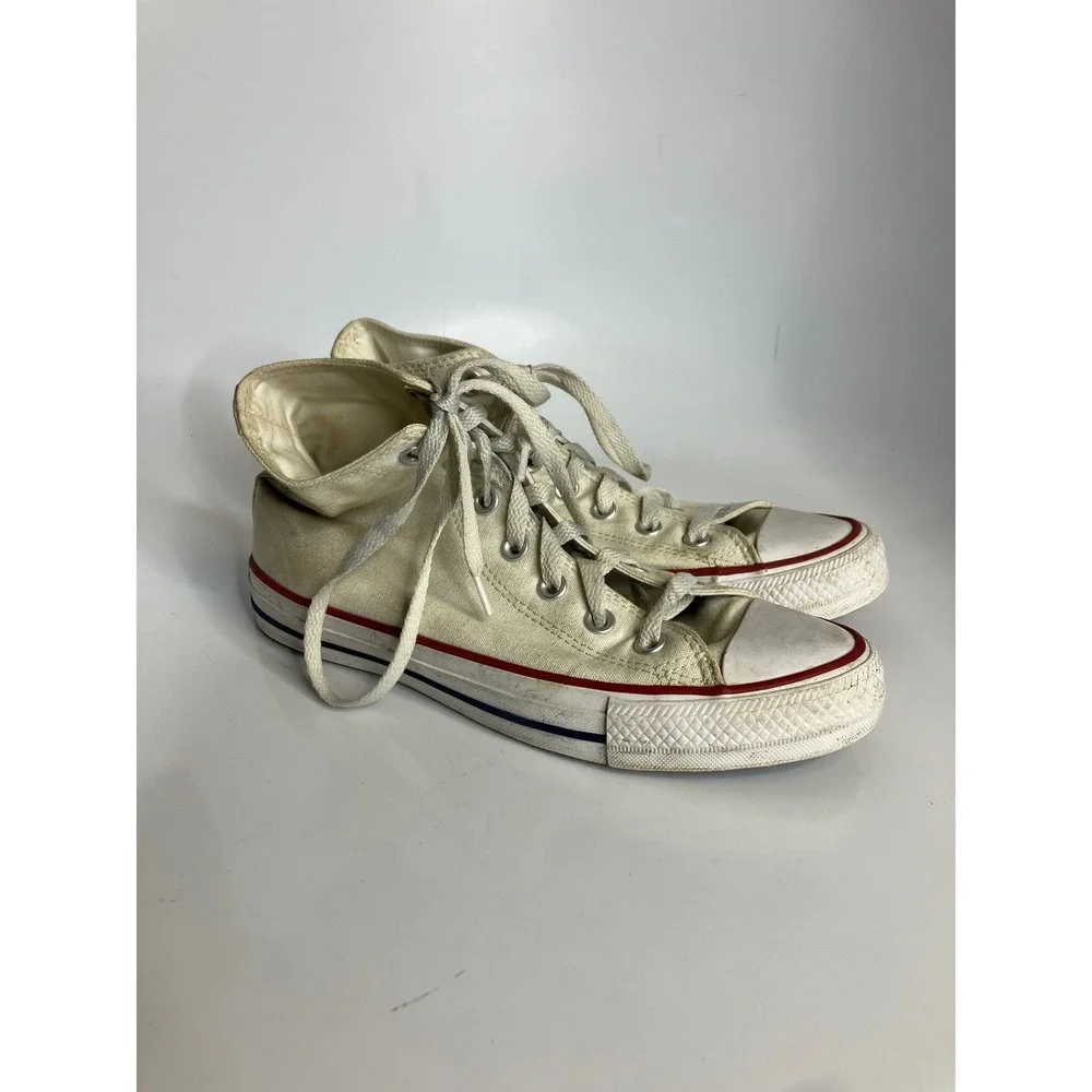 Converse hightop sneakers white lace up unisex sizing women's 8 trendy casual - Picture 3 of 8